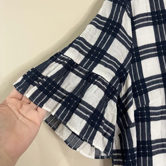 Madewell Leighton Plaid Mini Dress Navy Shift size 12 - Picture 4 of 7